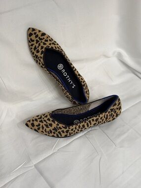 Rothy's Leopard-Print Pointed Flats in Tan and Black